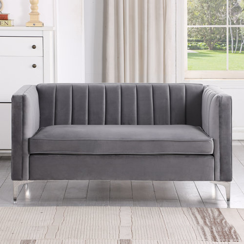 Mercer41 Velvet Square Arm Loveseat & Reviews Wayfair